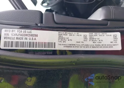 2021 Jeep Grand Cherokee Laredo X 4X4 from USA, damaged, VIN 1C4RJFAG5MC590266